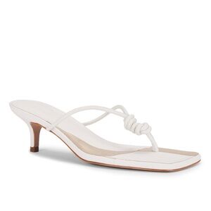 Schutz Poppy Sandal Knot Twist Thong Heeled in White Gold Checker size 8.5